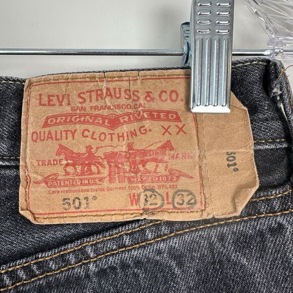 Levis 501 Jeans Mens 32X32 (30X29" ACTUAL) Black Button up Straight Leg Jean - Picture 5 of 9
